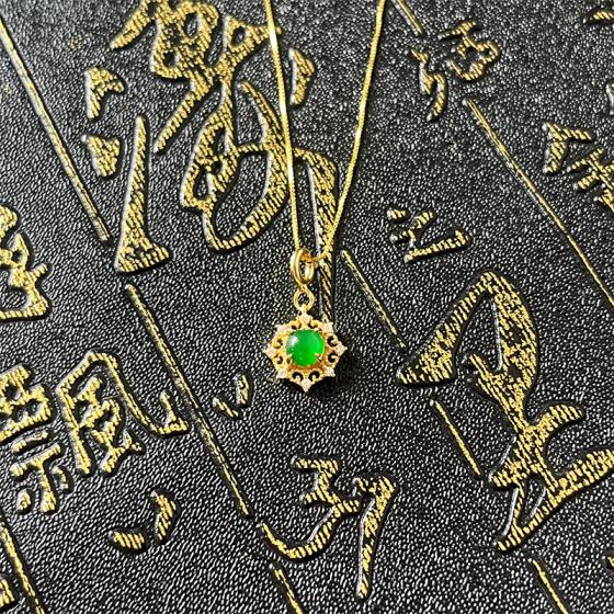 S925银镶嵌阳绿蛋形吊坠